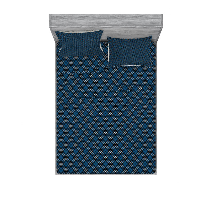 Microfiber Geometric Sheet Set, Queen Sheet Set with Fitted Sheet
