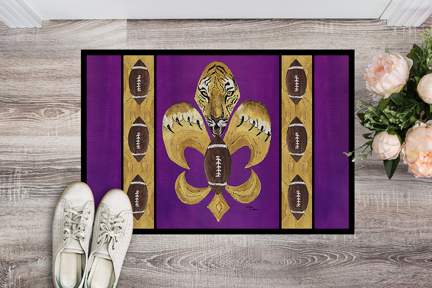 Caroline's Treasures Tiger Football Fleur De Lis Non-Slip Indoor Door Mat Ctst8814