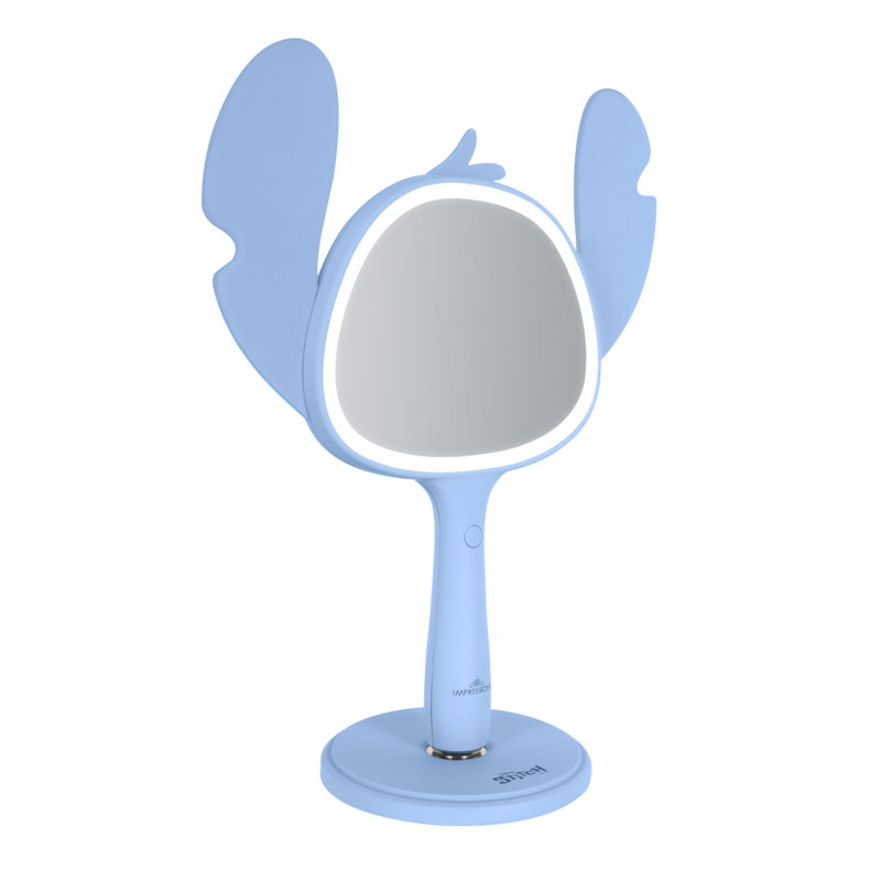 Stitch Ohana LED Handheld Makeup Mirror For Desk, Travel Makeup Mirror, Detachable Standing Base