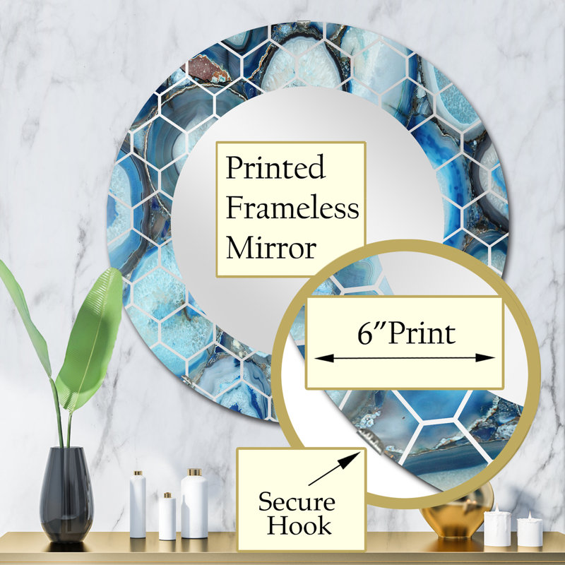 Turquoise Agathe - miroir mural tropical, 32 po x 32 po