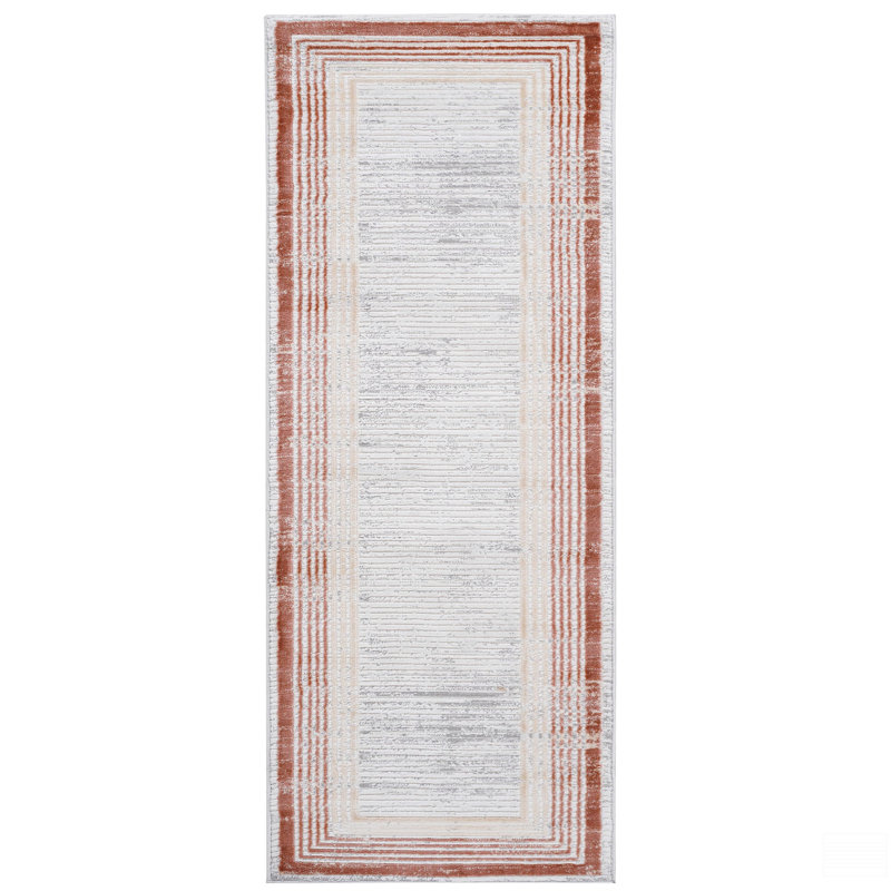 2X8 Bordered Runner Rug, Runner 2'2" x 8'