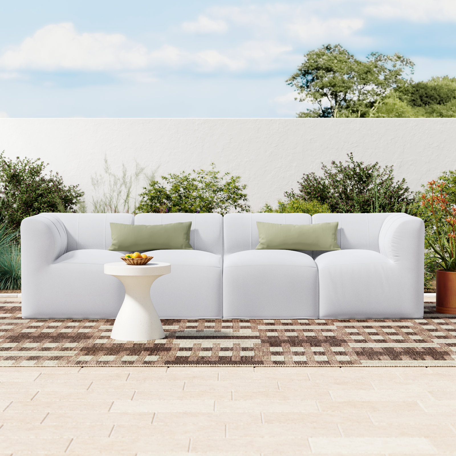 Praia 124" Sunbrella Outdoor Sofa, Canvas White Sunbrella® Canvas