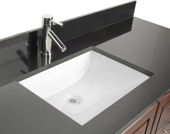 Ceramic Rectangular Undermount Bathroom Sink with Overflow D'Vontz 