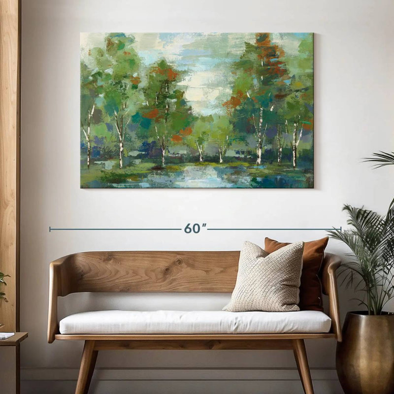 Avery, forêt, aube, turquoise, H 32 po x l 48 po