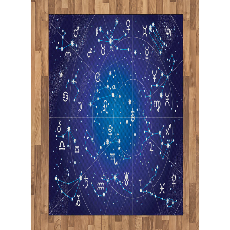 Astrology High Density Long Fiber Poly Threads Decorative Area Rug Carpet, Rectangle 4' x 5'8"