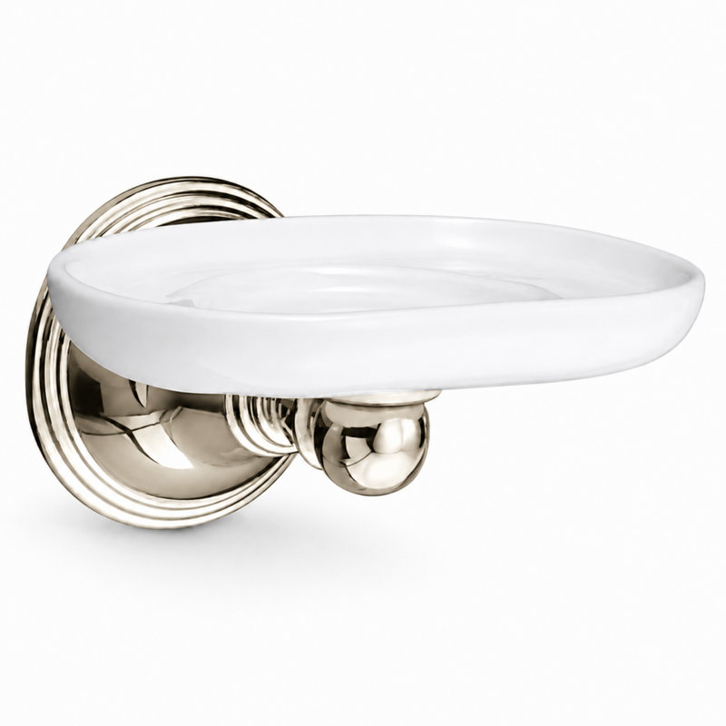 Porte-brosses à dents en porcelaine et verre St. Lawrence, laiton massif - Strom Living, Nickel poli