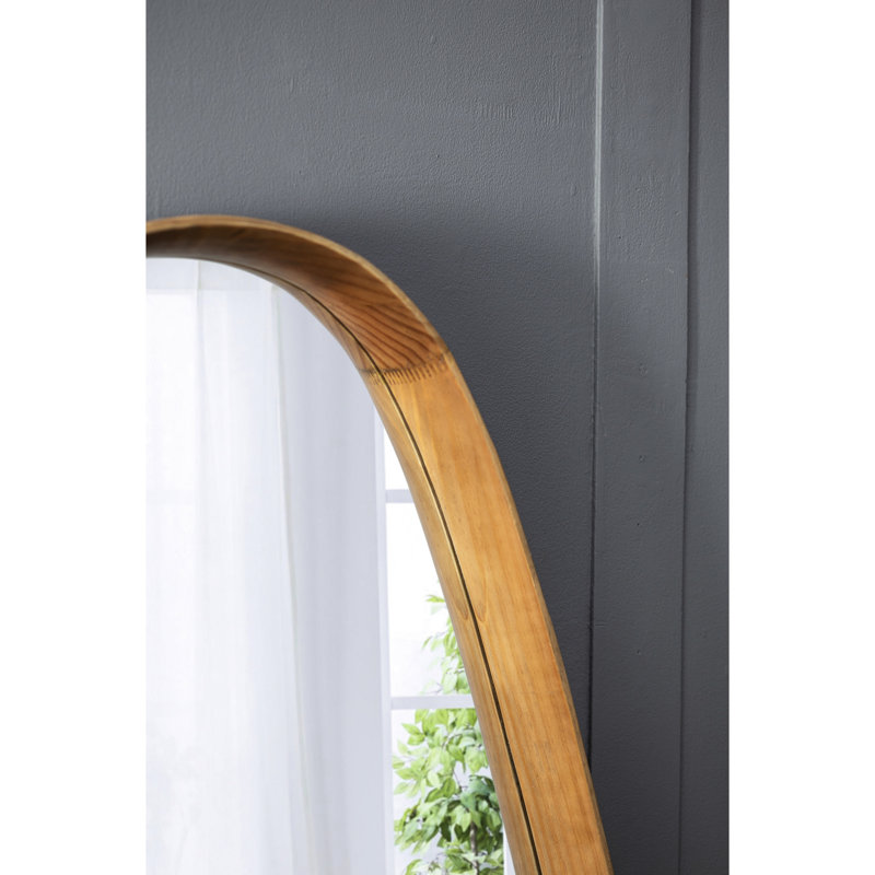 Miroir mural irrégulier 30 po x 38 po avec cadre en bois, entrée de salle de bain de salon, design minimaliste, bords incurvés doux, cadre en pin à 25% pour chambre et miroir de style