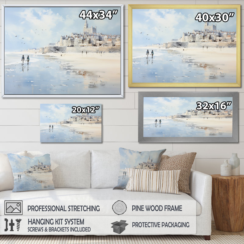 «Normandys Beach In France», reproduction sur toile, Cadre flottant noir, H 12 po x l 20 po x P 1 po
