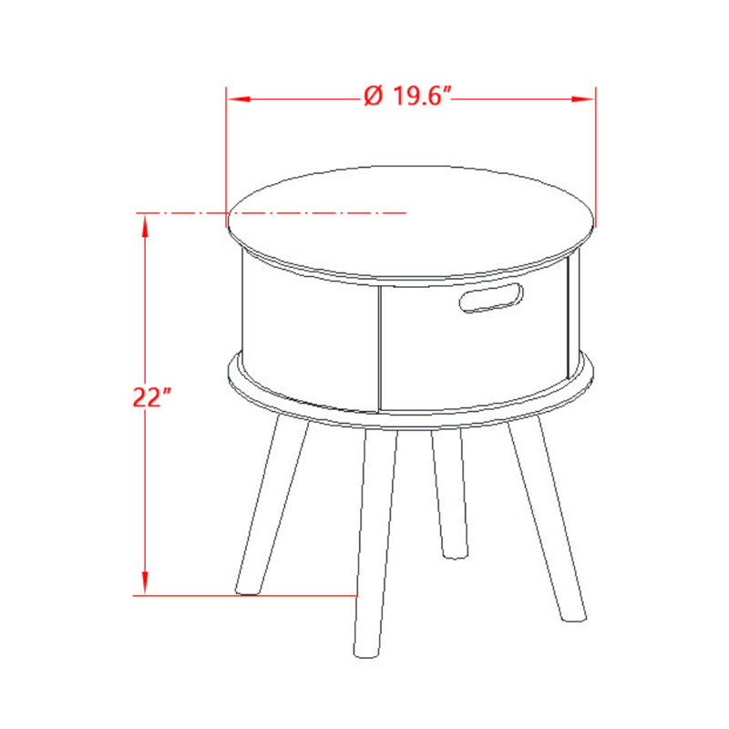One piece wonderful Gordon round table night stand with Drawer, 1-Pack, Burgundy Finish, Burhundy