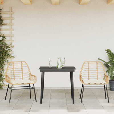 Patio Dining Set With Cushions Poly Rattan Glass by Bayou Breeze