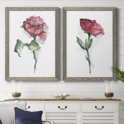 «Watercolor Floral Contour I», toile encadrée de qualité supérieure - prête à être accrochée