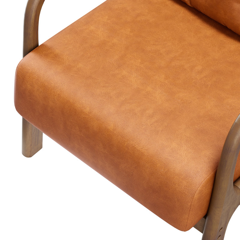Fauteuil capitonné l 25,79 po Alcie, Similicuir caramel