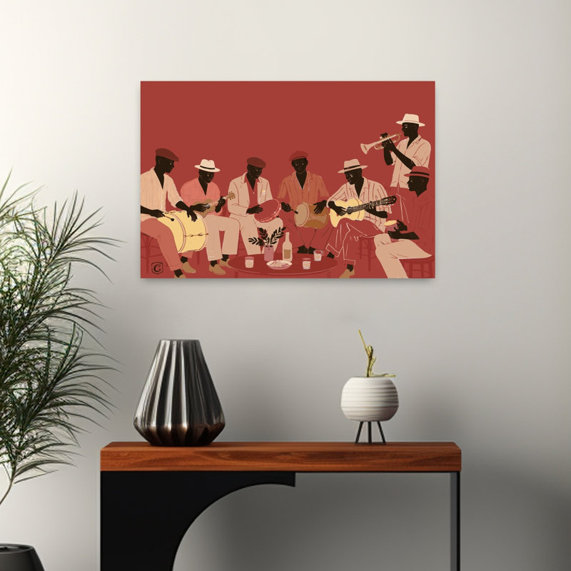 Reproduction d'art rétro rétro Musiciens, 16" H x 24" W