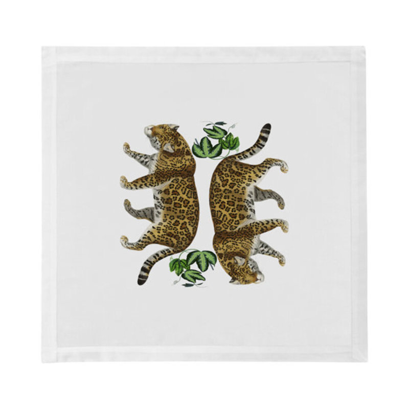 Leopard Seeing Double Hemstitch 22" Linen/Cotton Napkin