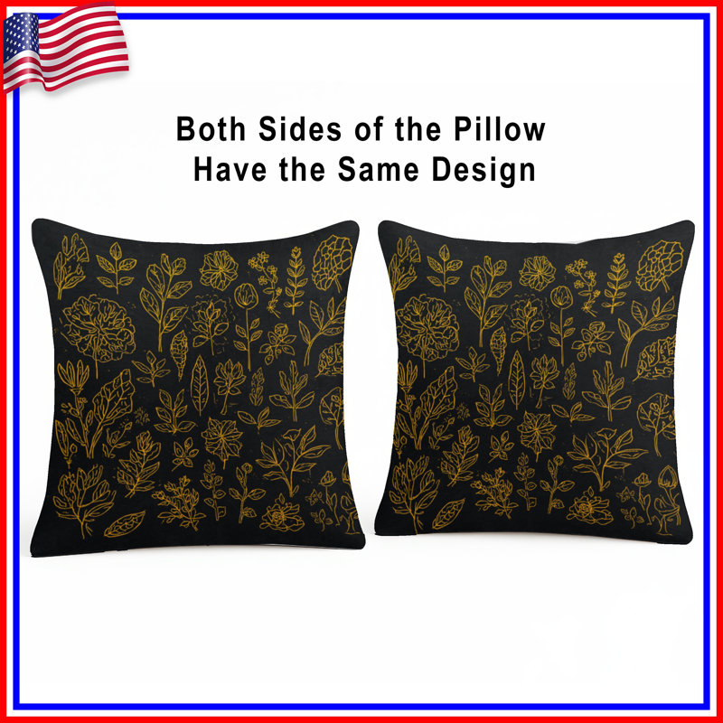 Golden Botanical Illustrations Double Sided Throw Pillows, 26 x 26 inches