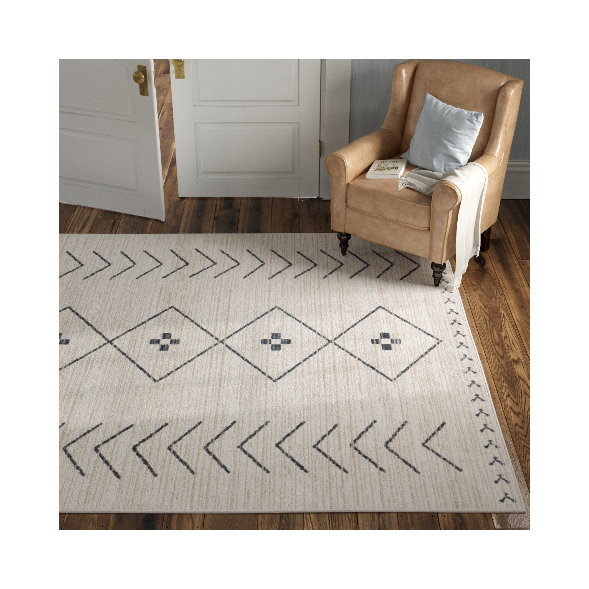 Phoebe Cream/Dark Slate Rug, Rectangle 7'10" x 10'