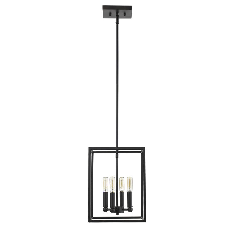 Luminaire suspendu géométrique simple 4 lumières Seadrift, Noir mat
