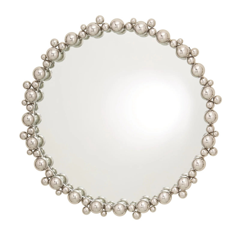 Bubble Metal Round Wall Mirror, Nickel