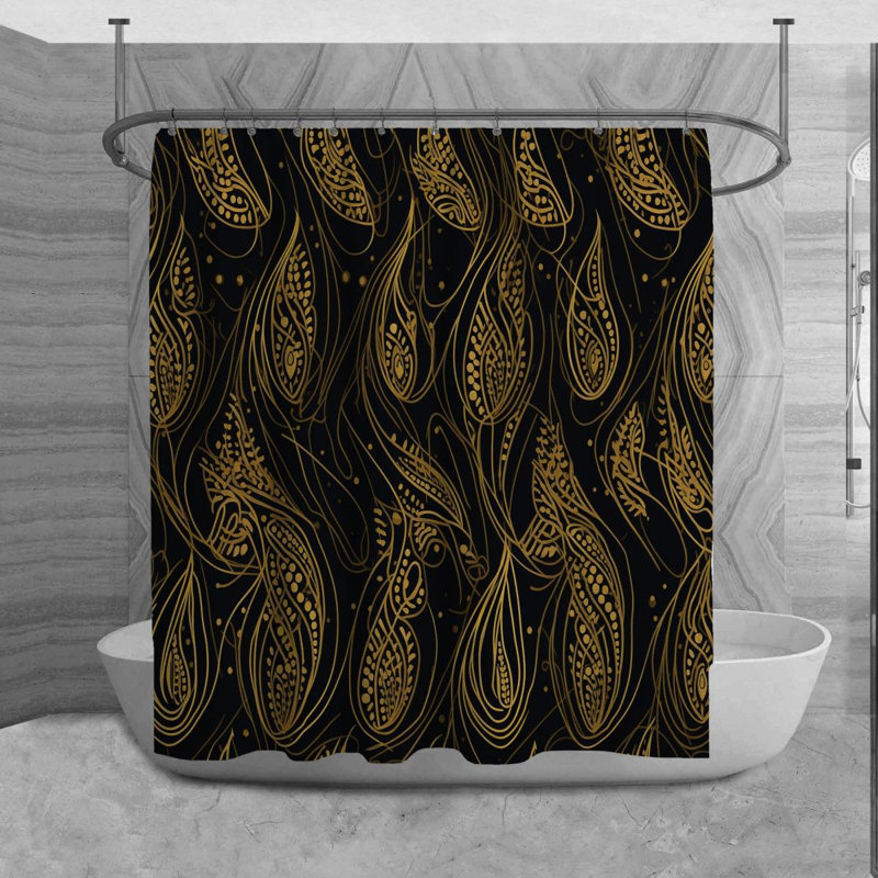 Rideau de douche à motif cachemire, H 73 po x l 70 po