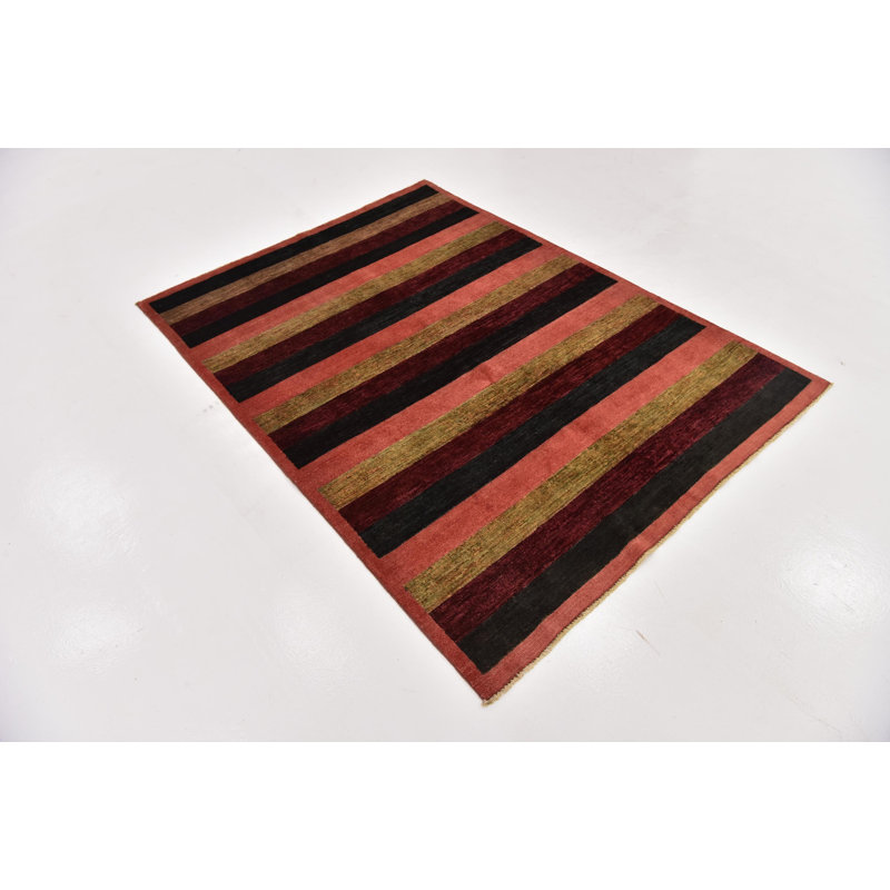 Tapis de zone en laine brun/orange 4 pi 9 po x 6 pi à la main one-of-kind noué la Nash