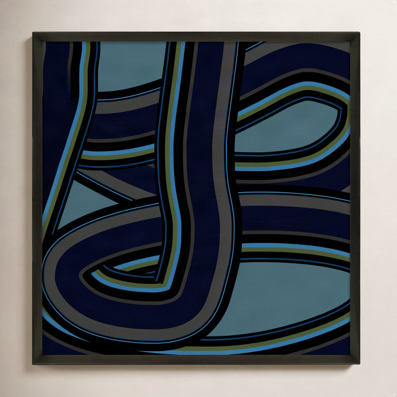 Stone Blue Twist Print by Jacques Pilon, 16" H x 16" W x 1.25" D, Black
