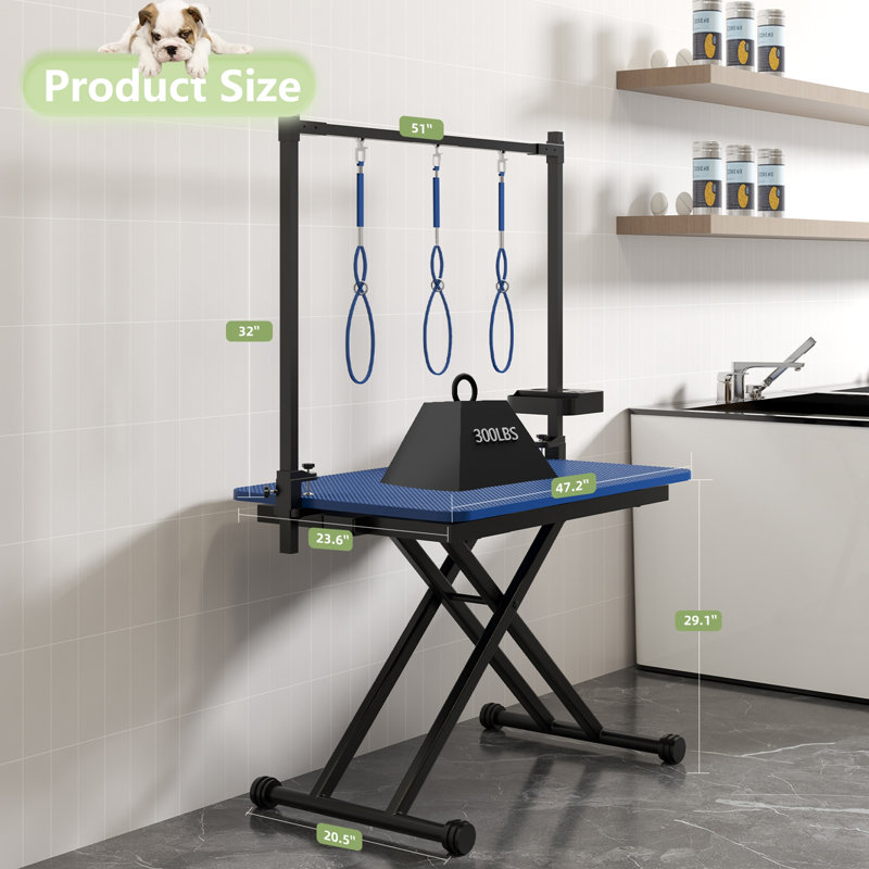 Table de toilettage pliable pour chien, Bleu