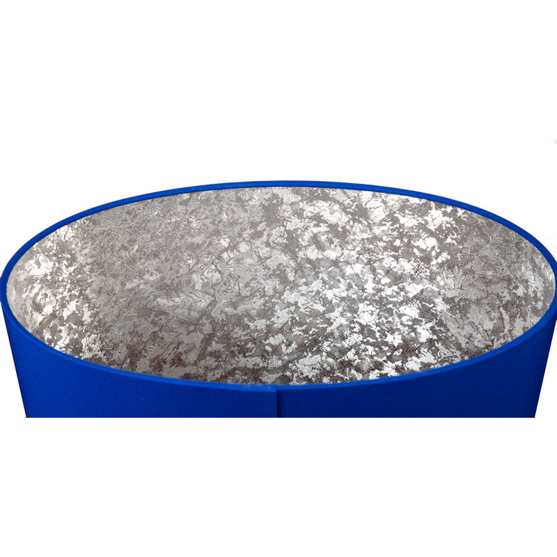 Satin Backed Dupion Oval Lamp Shade ( Screw On ), Royal Blue/Silver, 32cm H x 45cm W x 28cm D