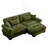 Over Size Modern Two-Seater Sofa With Ottoman, Velvet 2-Seater With Round Bolster Armrests,With Waist Pillow And Throw Pillows,Small L Shape Sofa For Living Room, Reading Room  Olive Green-79620392