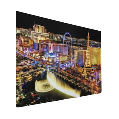 Tempered Glass Wall Art, Las Vegas Strip Cityscape At Night, 60" X 40"