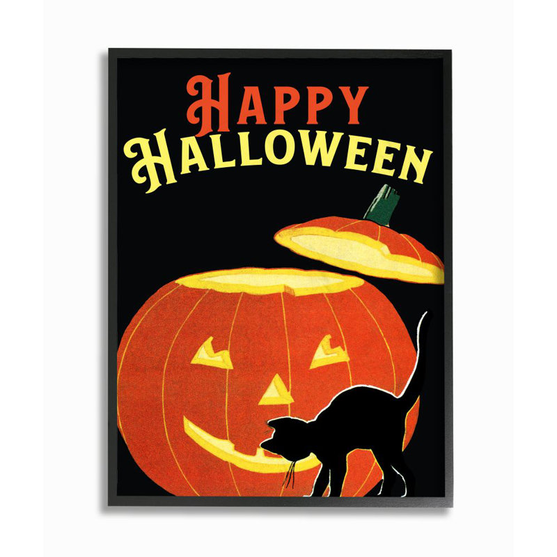 « happy halloween citrouille chat black orange design » par le samedi soir, reproduction d’impression sur image