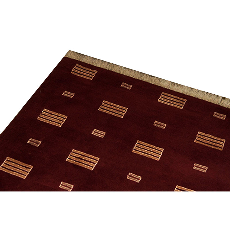 Hand-Knotted High-Quality Wine and Orange Area Rug