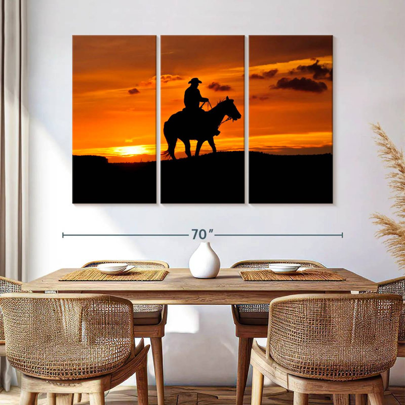 Coucher de soleil à cheval Mehar, H 42 po x l 65 po