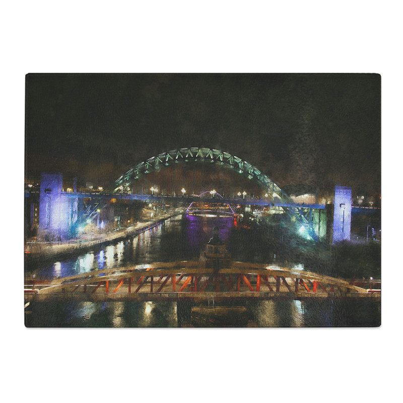 Tyne Bridge in Newcastle Painting Chopping Board, 0.4cm H x 28.5cm W x 39cm L