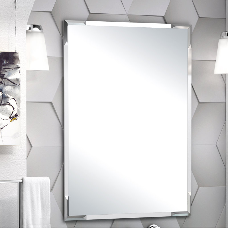 Framed Flush Wall Mount Rectangle Bathroom Vanity Mirror | Mount Landscape or Portrait