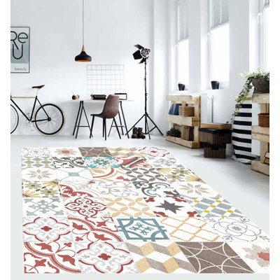 Ruot Vinyl Machine Printed Area Rug