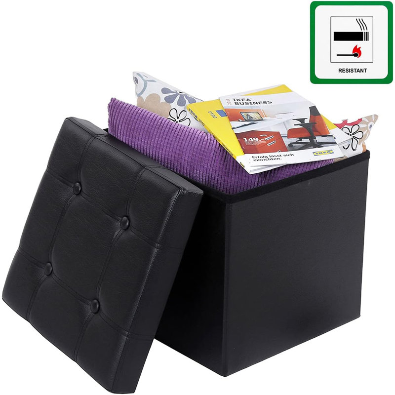38cm Wide Rectangle Solid Colour Cube Ottoman with Storage