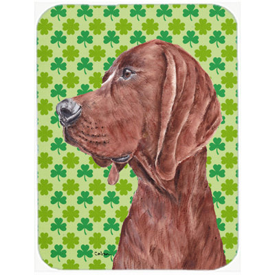 Caroline's Treasures Shamrock Lucky Irish Redbone Coonhound St. Patrick's Day Glass Cutting Board