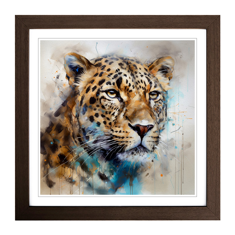 Leopard Gestural Art No.2 - Framed Print, Walnut