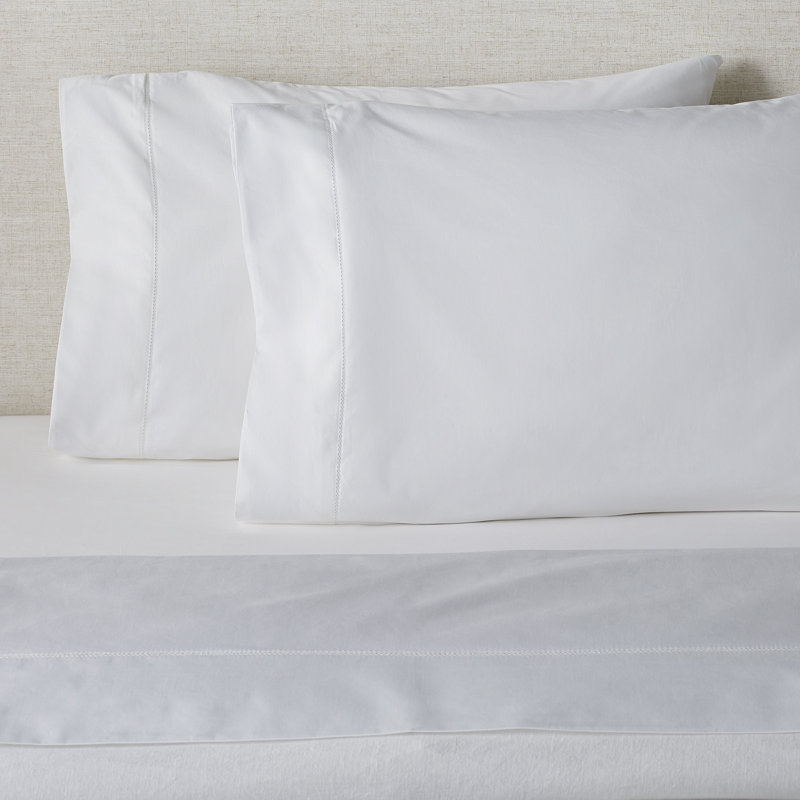 Barbe Sheet Set, Queen Sheet Set + Fitted Sheet + 2 Pillowcases, White