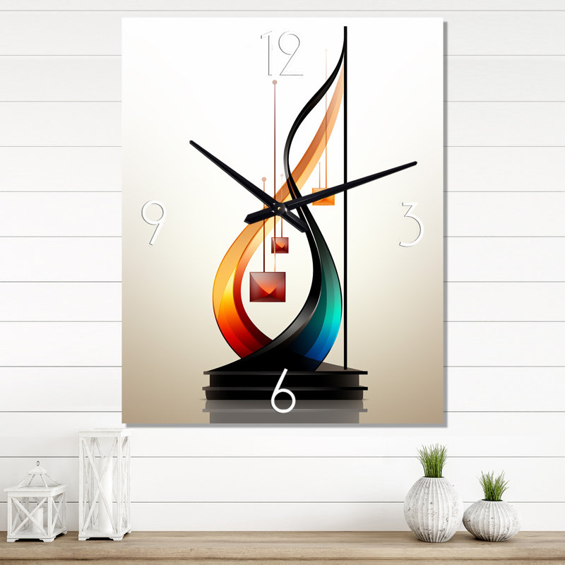 Horloge murale géométrique abstraite bleue et rouge, H 32 po x l 24 po x P 1 po