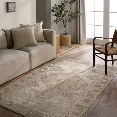 Tapis brun clair / taupe Bungalow Rose Palar Medallion