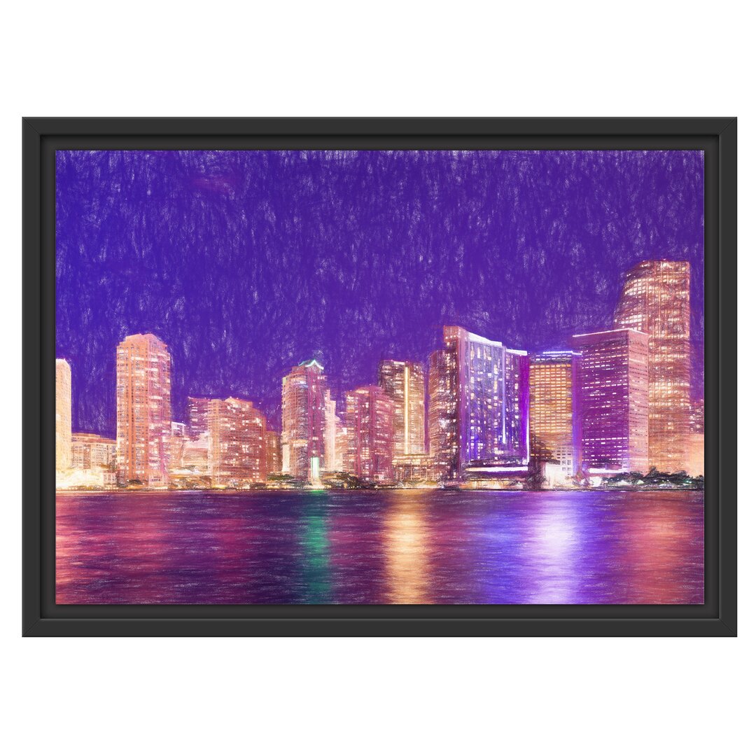 Gerahmtes Wandbild Skyline von Miami Florida