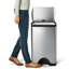 simplehuman 38 Liter / 10 Gallon Rectangular Kitchen Step Trash Can, Brushed Stainless Steel