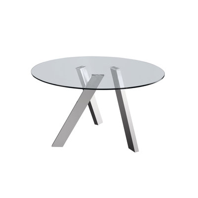 Round Glass Top Metal Base Dining Table