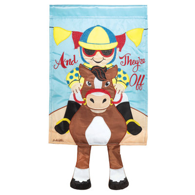 Drapeau de jardin en polyester 24 x 13 po Horse & Jockey