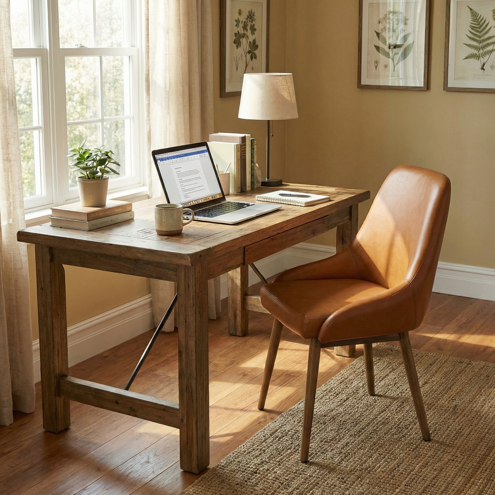 Cervos Dining Armchair, Brown Faux Leather