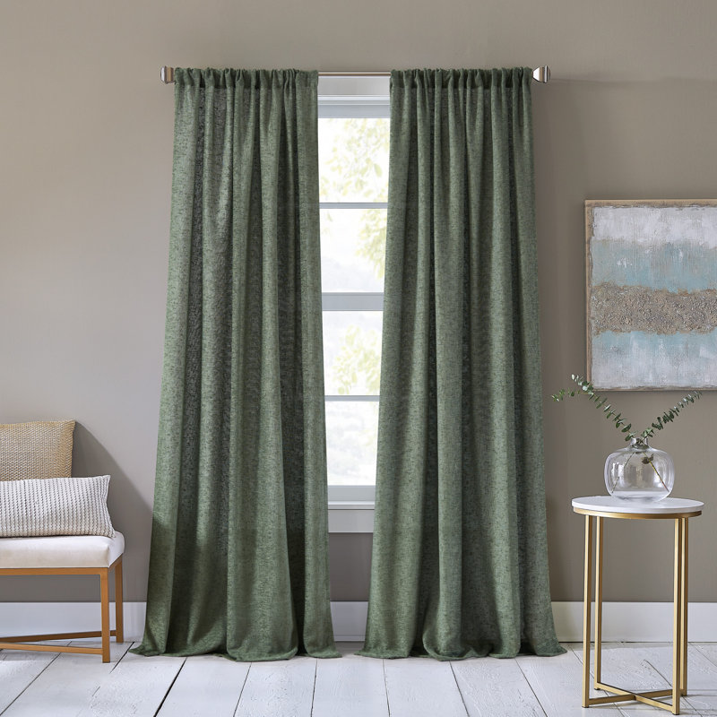 Paire de rideaux obscurcissant DCLY Boucle Chenille Olive, 50 po x 96 po