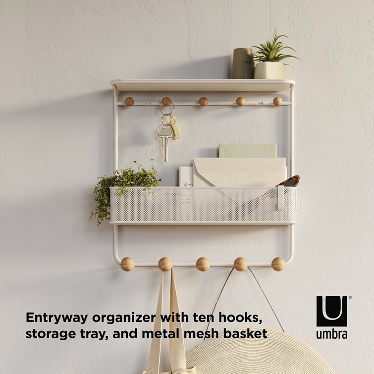 Umbra Estique Shelf with Hooks - White