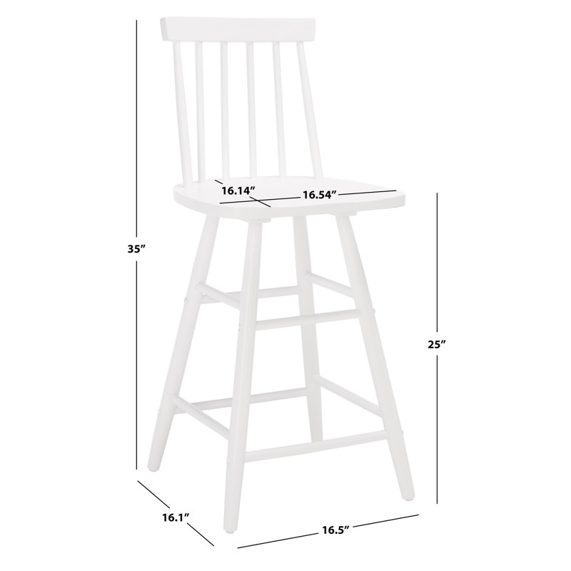 Pratt Counter Stool with Solid Wood Frame, White