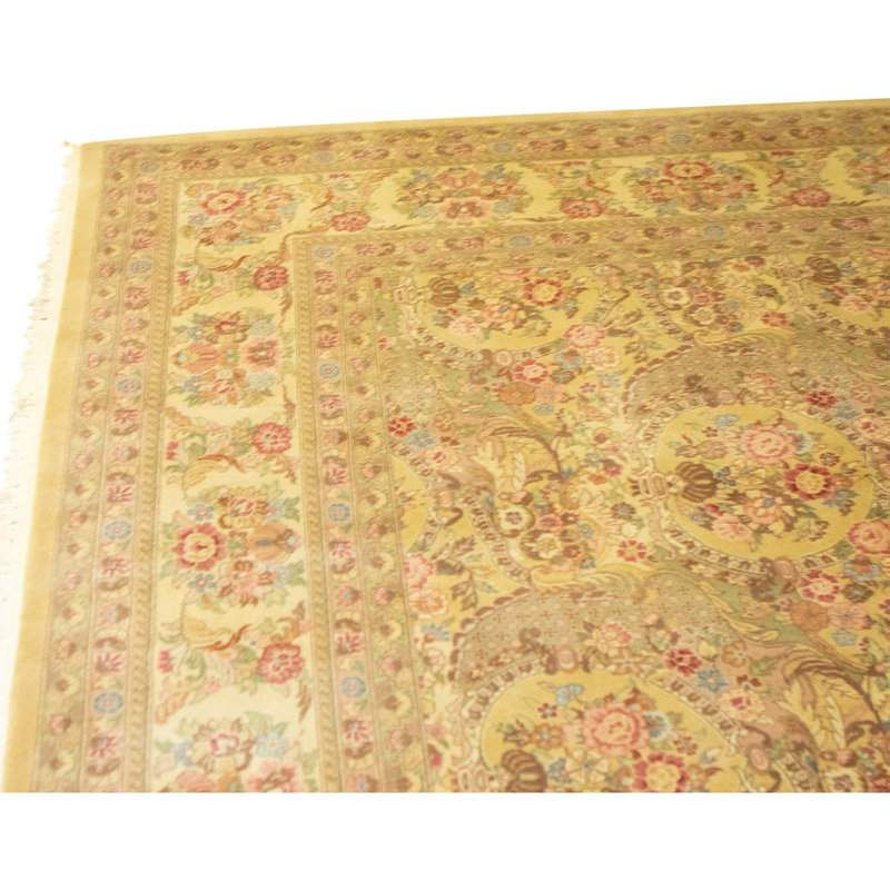 Hand Knotted Wool Area Rug in Brown And Cream